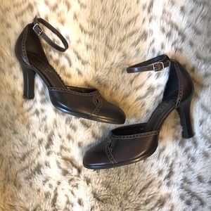 Franco Sarto Brown Ankle Strap Heels